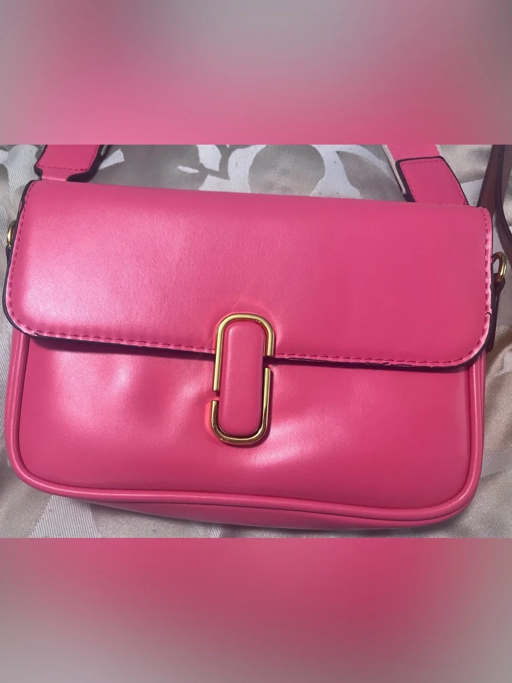 Hot Pink MJ Women’s Crossbody Bag with Gold Hardware
